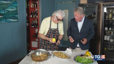Fusilloni con rana pescatrice e mazzolina