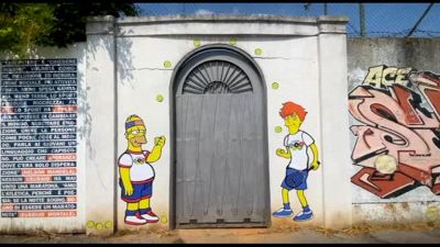 Jannik Sinner simpsonizzato nel murale per Los Angeles 2028