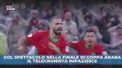 Telecronista pazzo di gioia per gol prodezza del Marocco
