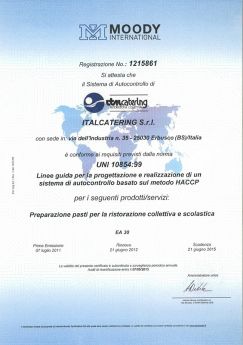 ITALCATERING Certificato HACCP