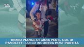 Bimbo piange di gioia per il gol di Pavoletti, lui lo incontra post partita