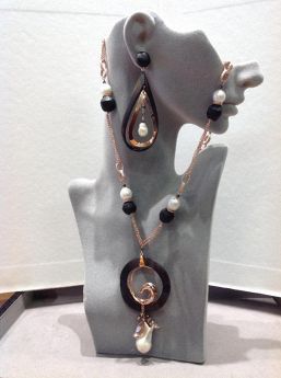 collana ebano, perle e argento rosato (Luisa Della Salda)