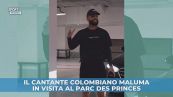 Il cantante colombiano Maluma in visita al Parc des Princes