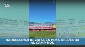Barcellona: iniziata la posa dell'erba al Camp Nou