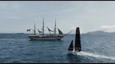 Nave Amerigo Vespucci e Luna Rossa veleggiano insieme a Cagliari