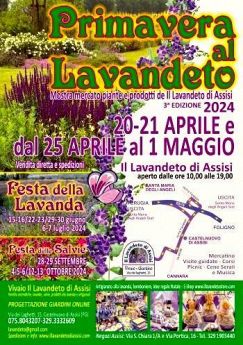 Eventi Assisi, eventi in Umbria aprile e maggio 2024. Festa di primavera e del giardino presso Il Lavandeto Di Assisi 20/21/25/26/27/28/29/30 aprile e 1 maggio 2024
