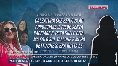 Valeria, l'audio su Manuela e le costole rotte