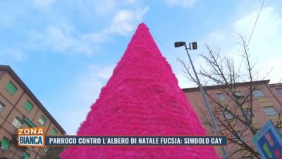 Parroco contro l'albero di Natale fucsia: simbolo gay
