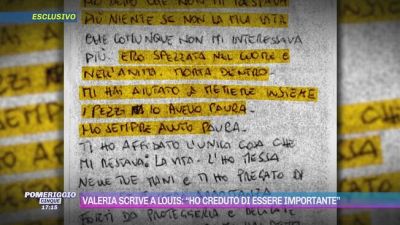 Valeria scrive a Louis: "Ho creduto di essere importante"