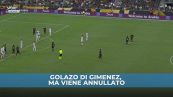 Gimenez, gol in rovesciata annullato: esultanza strozzata