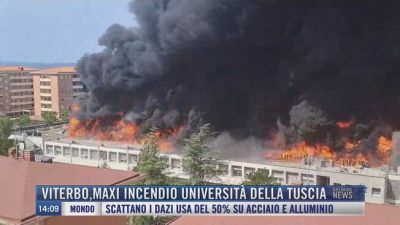 Breaking News delle 14.00 | Viterbo, maxi incendio Università della Tuscia