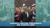 Laporta rieletto presidente del Barcellona: l'annuncio e la festa