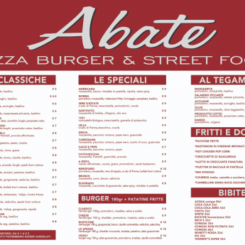 menu Abate Pizza Burger & Street Food