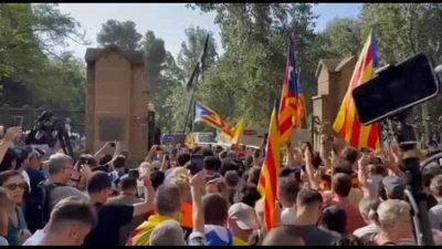 Barcellona, la folla cerca di entrare in parlamento, la polizia usa i gas