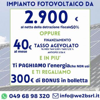 Stai cercando un'offerta per il tuo impianto fotovoltaico? Siamo We2B partner Sorgenia, contattaci per conoscere le nostre offerte!