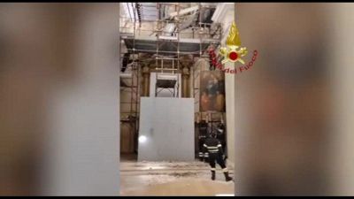 Cedimento parziale del tetto di una chiesa a Montedinove
