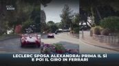 Leclerc e Alexandra su Ferrari da marito e moglie