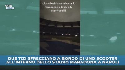Stadio Maradona, due ragazzi entrano di notte con lo scooter e mettono tutto sui social