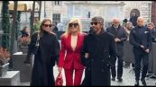 Donatella Versace e Matteo Marzotto alla camera ardente di Valentino