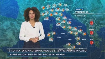 È tornato il maltempo, piogge e temperature in calo