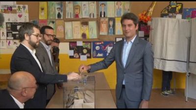Elezioni europee: vota il primo ministro francese Gabriel Attal