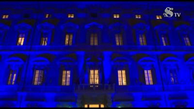 Facciata Palazzo Madama si tinge di blu per la Giornata del Diabete